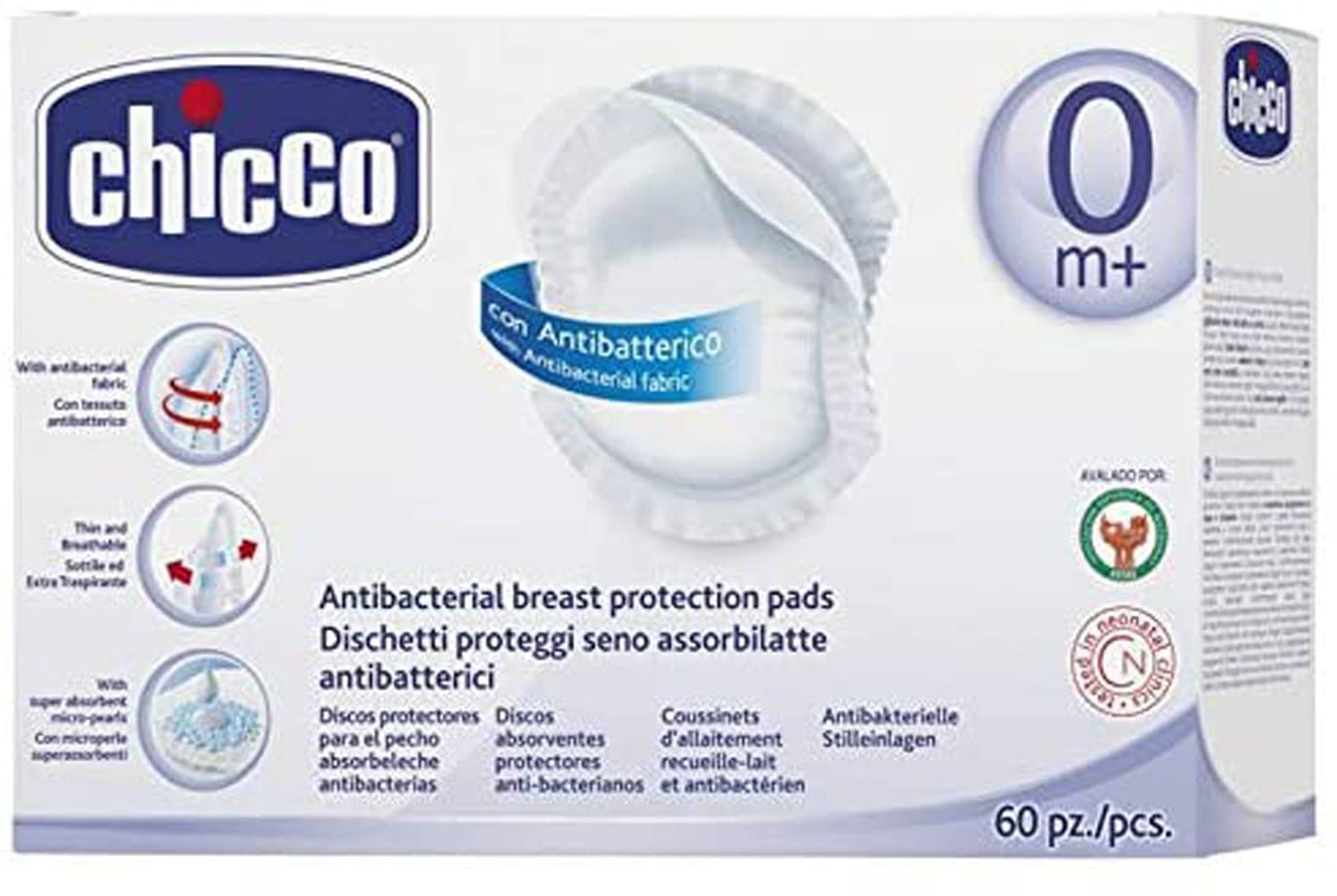 Chicco Antibacterial Breast Pads (0m+) 60pcs