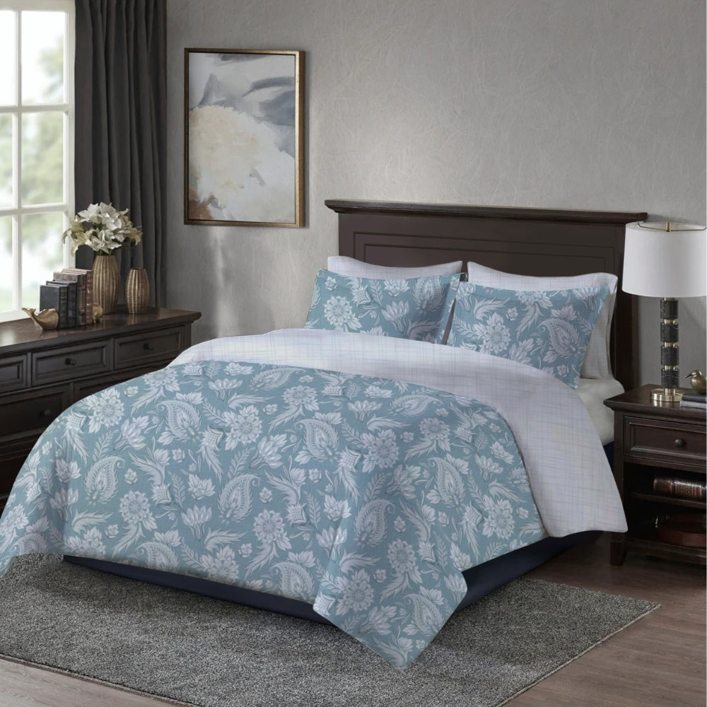 Varessa 100% Cotton Printed King Duvet Cover Set 4 Pcs