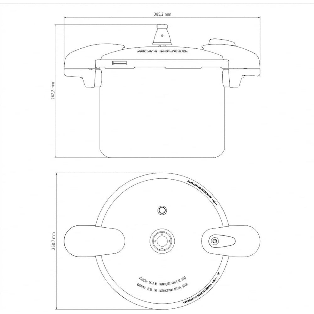 Tramontina Brazil  Valencia 24cm 8L Polished Aluminum Pressure Cooker