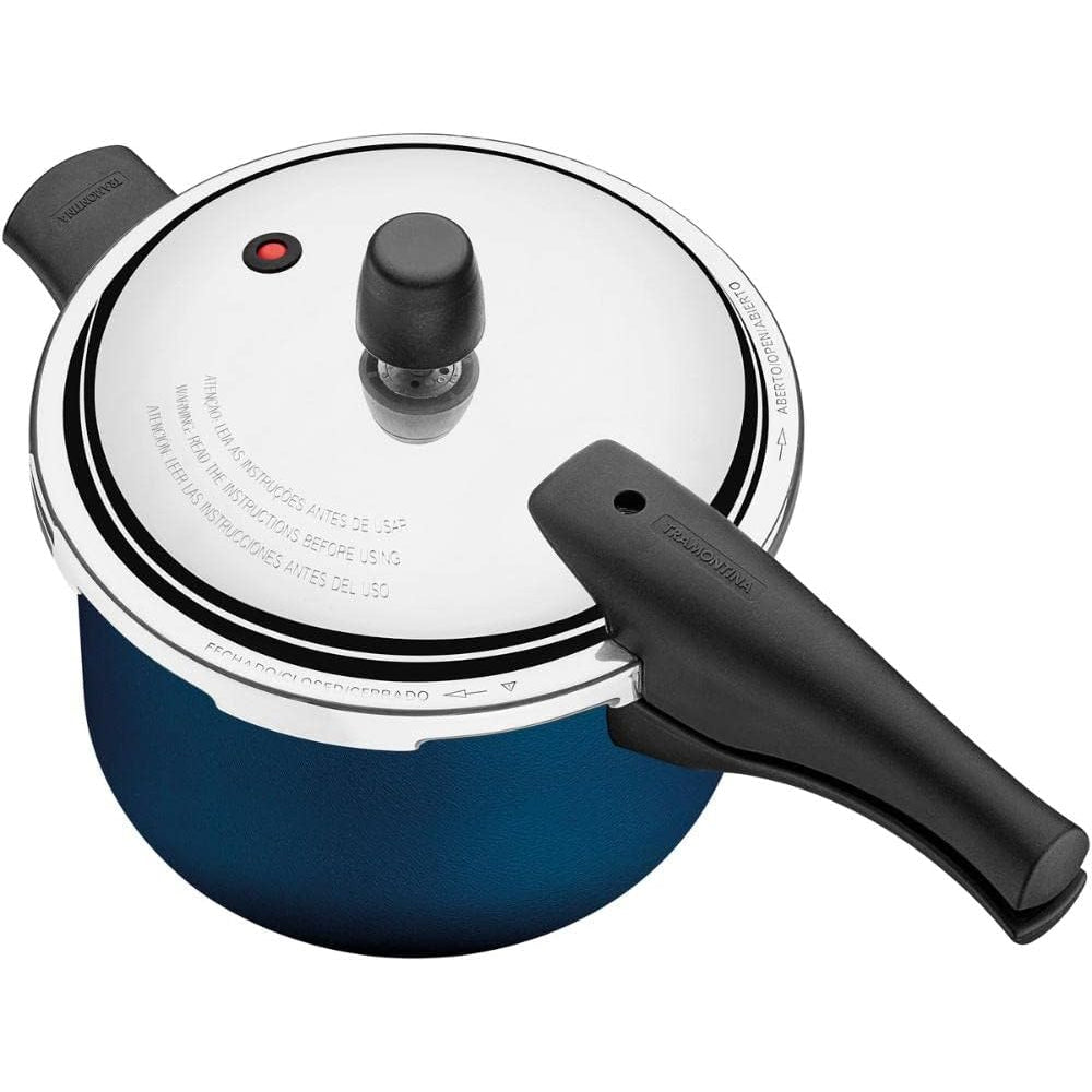 Tramontina Brazil  Vancouver 20cm 4.5L Blue Aluminum Pressure Cooker with Easy to Clean Interior and Exterior Starflon Max PFOA Free Nonstick Coating