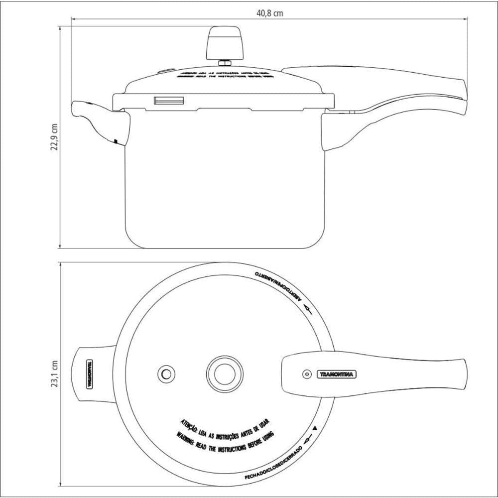 Tramontina Brazil  Vancouver 20cm 4.5L Blue Aluminum Pressure Cooker with Easy to Clean Interior and Exterior Starflon Max PFOA Free Nonstick Coating