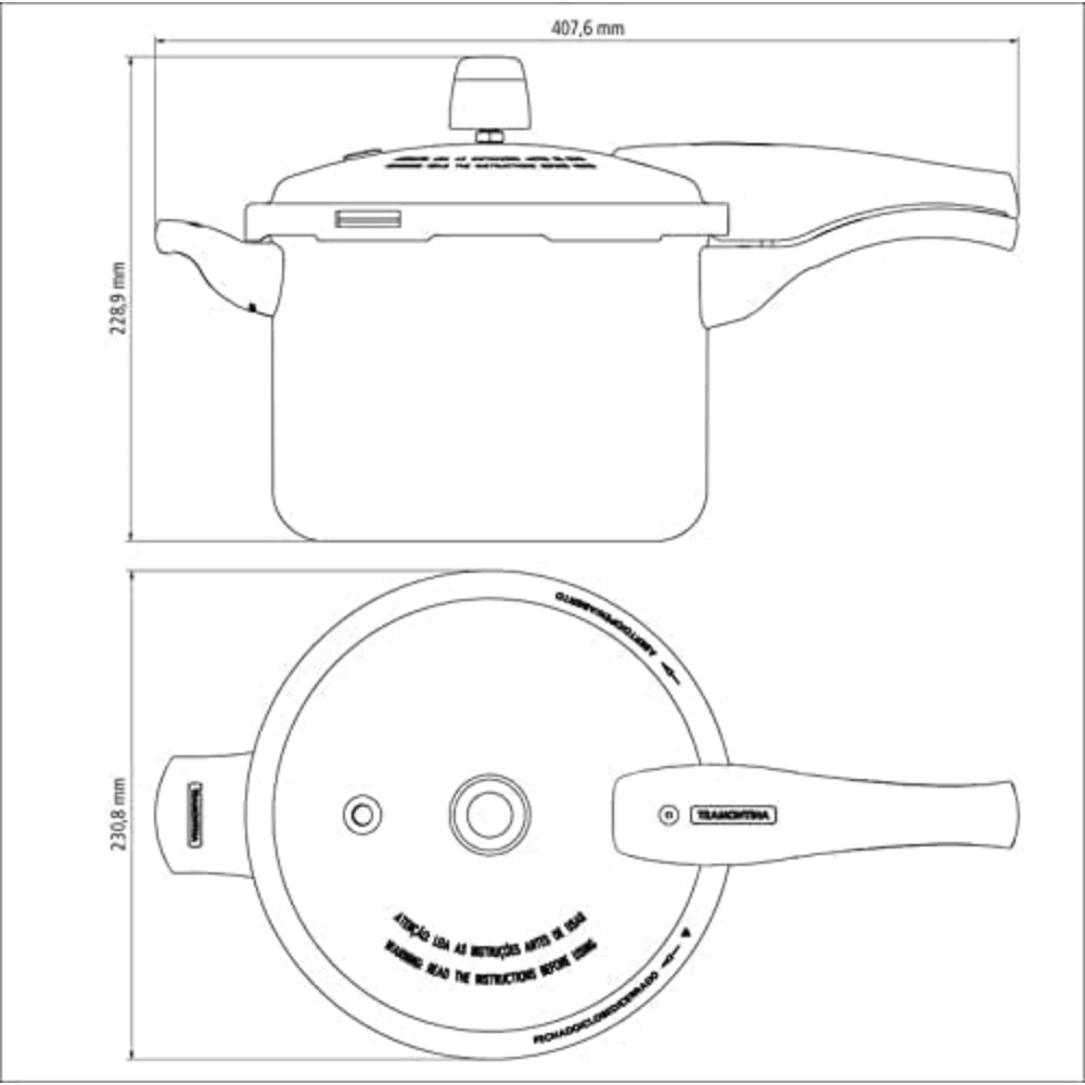 Tramontina Brazil  Vancouver 20cm 4.5L Blue Aluminum Pressure Cooker with Easy to Clean Interior and Exterior Starflon Max PFOA Free Nonstick Coating