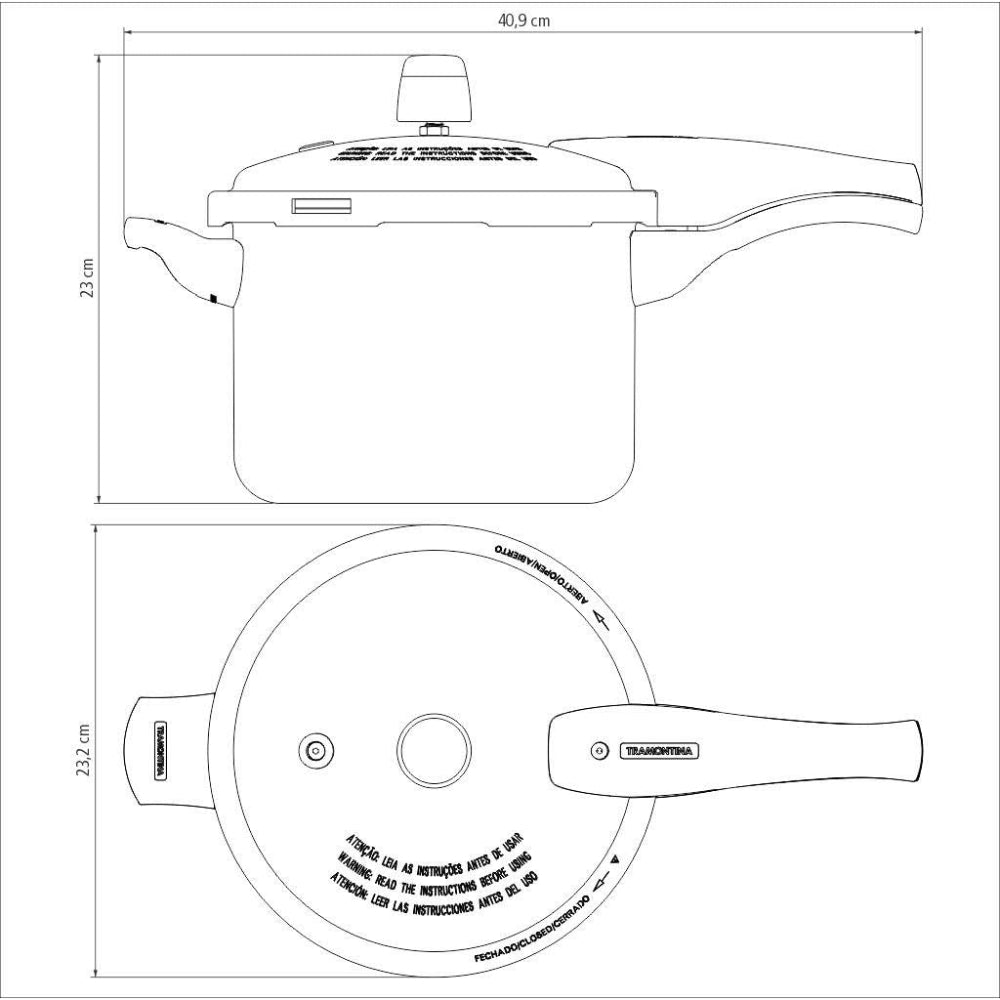 Tramontina Brazil  Vancouver Spot 20cm 4.5L Blue Aluminum Pressure Cooker with Interior and Exterior Starflon Max PFOA Free Nonstick Coating