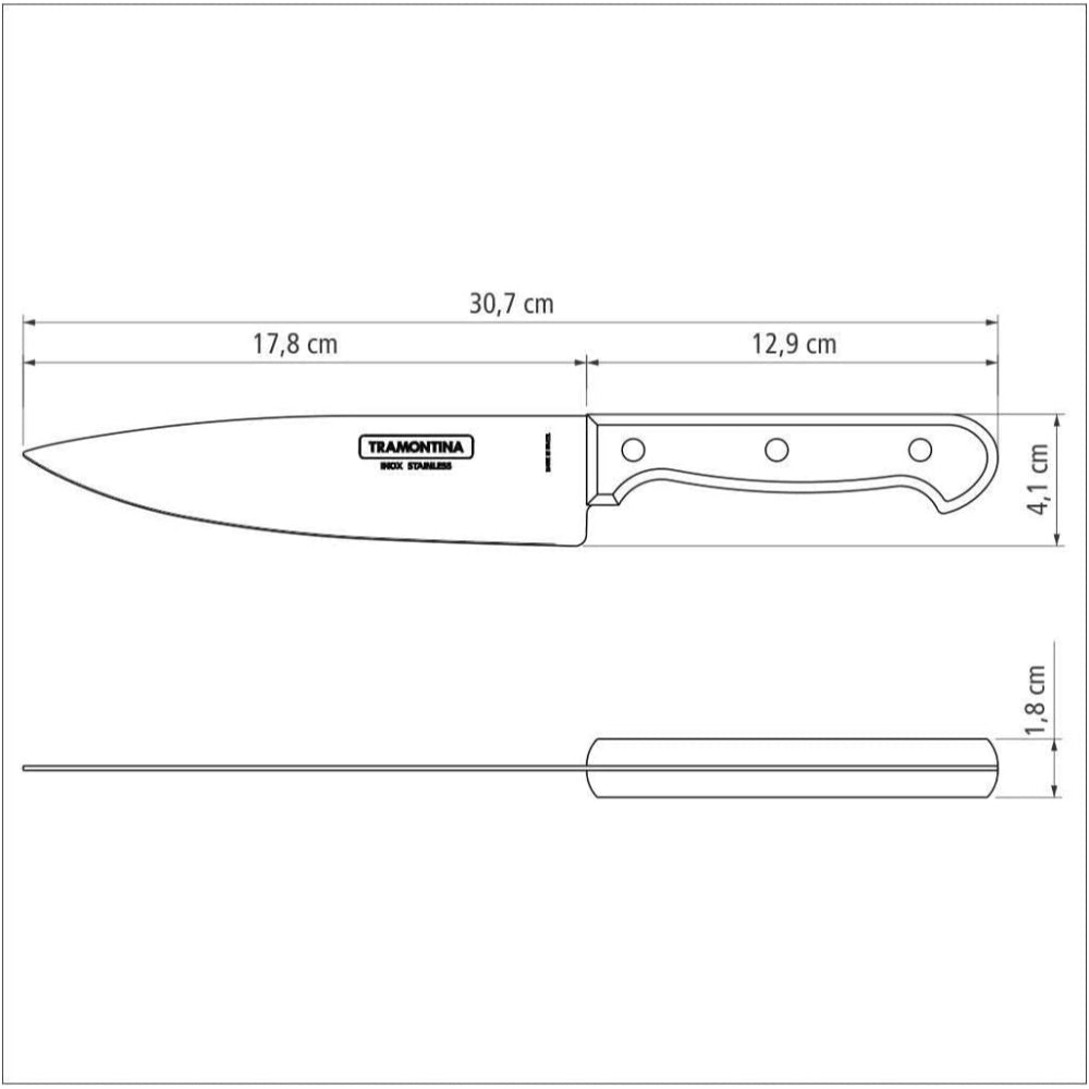 Tramontina Brazil  Polywood 7 Inches Chef Knife with Stainless Steel Blade and Dishwasher Safe Treated Handle