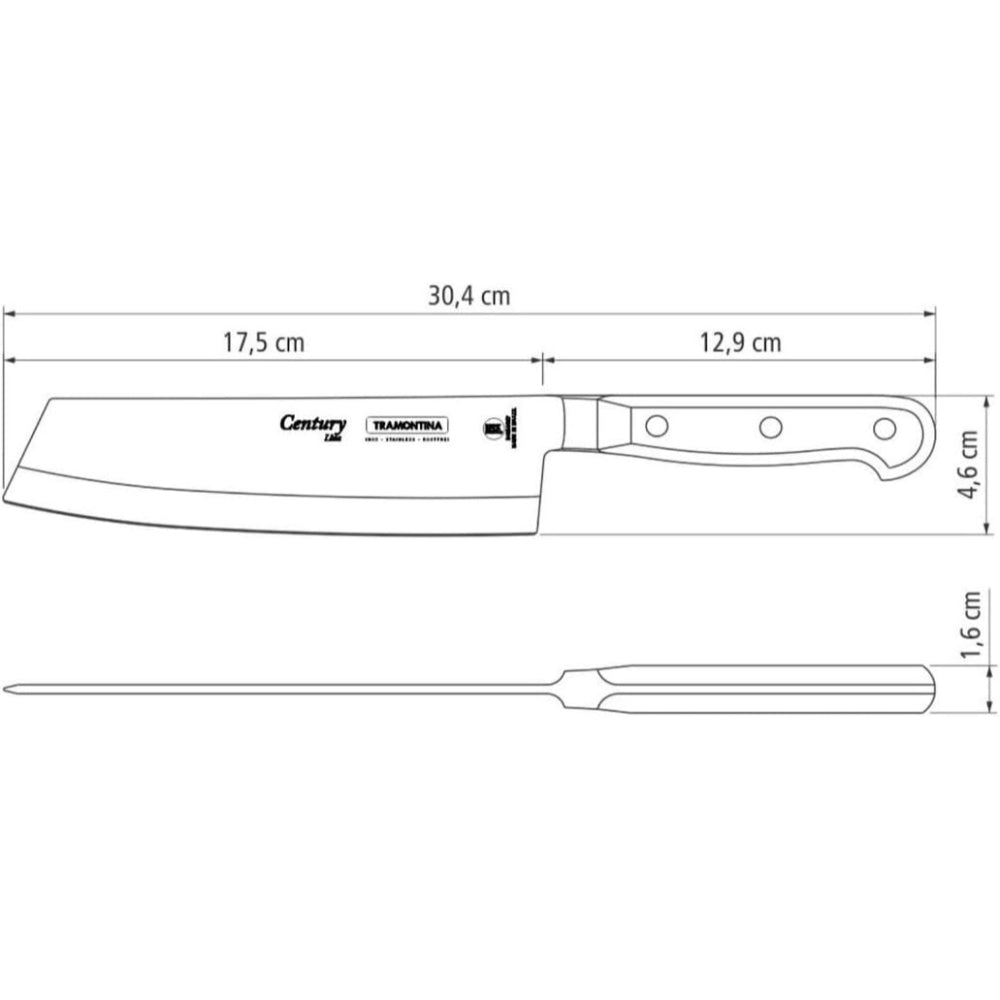 Tramontina Brazil  Century 7 Inches Cook Knife with Stainless Steel Blade and Black Polycarbonate Handle