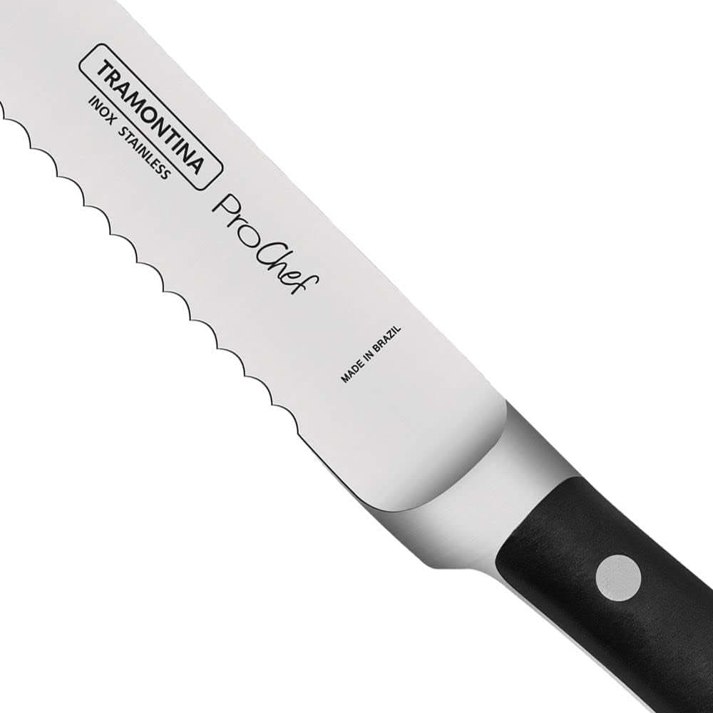 Tramontina Brazil  Prochef 8 Inches Bread Knife with Stainless Steel Blade and Black Polycarbonate and Fiberglass Handle