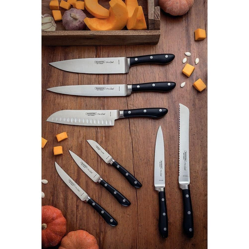 Tramontina Brazil  Prochef 8 Inches Chef Knife with Stainless Steel Blade and Black Polycarbonate and Fiberglass Handle