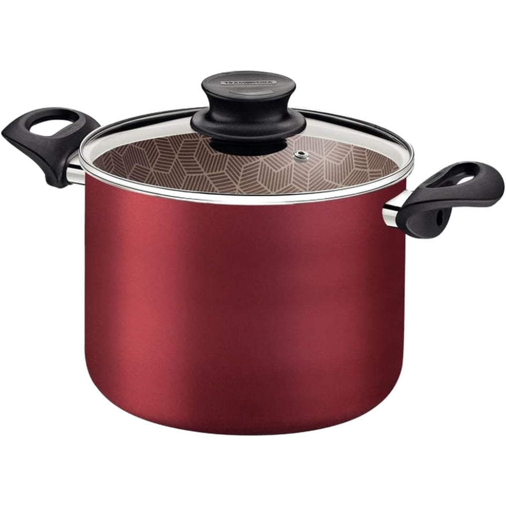 Tramontina Brazil  Paris Red Aluminum 26cm Stock Pot with Interior and Exterior Starflon Max Red PFOA Free Nonstick Coating