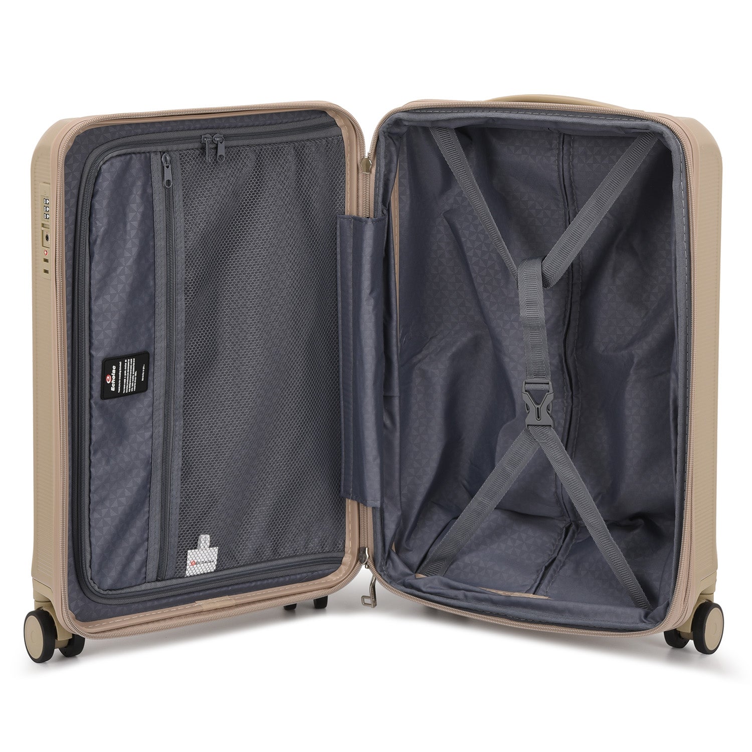 Echolac Sense 56+67+78cm Hardcase Expandable 4 Double Wheel 3 Piece Luggage Trolley Set Golden - CTH0023S 20/24/28 GOLDEN