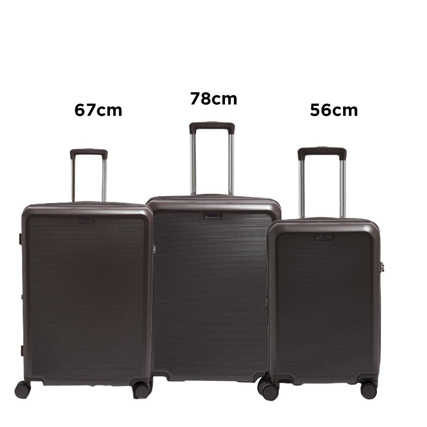 Echolac Sense 56+67+78cm Hardcase Expandable 4 Double Wheel 3 Piece Luggage Trolley Set