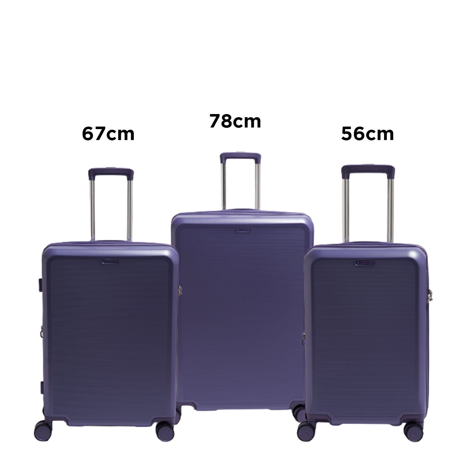 Echolac Sense 56+67+78cm Hardcase Expandable 4 Double Wheel 3 Piece Luggage Trolley Set