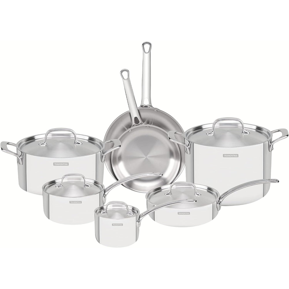 Tramontina Brazil  Grano 12 Pieces Stainless Steel Cookware Set with Tri-ply Body