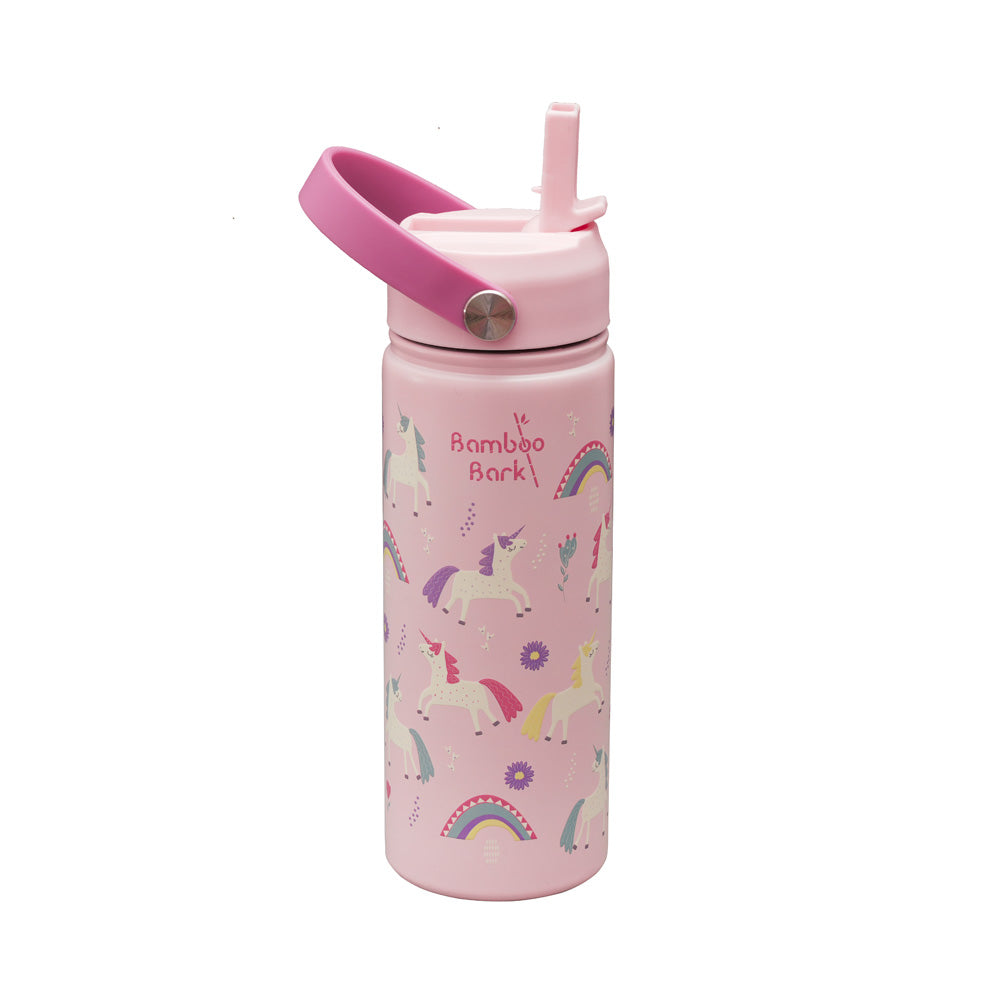 Bamboo Bark Water Bottle 500 ml for kids Unicorn Print