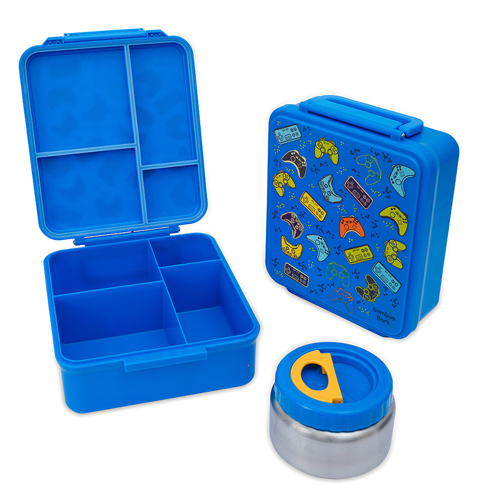 Bamboo Bark Lunch Box Blue Large Gaming Print