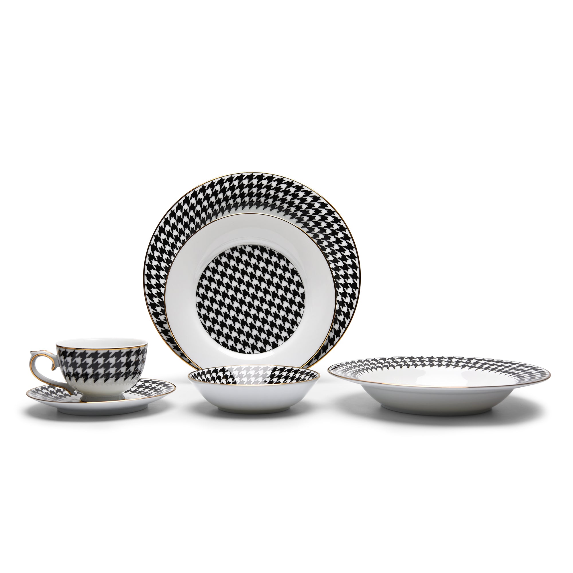 Dankotuwa Gusto Black/Wht 24Pc Dinner Set