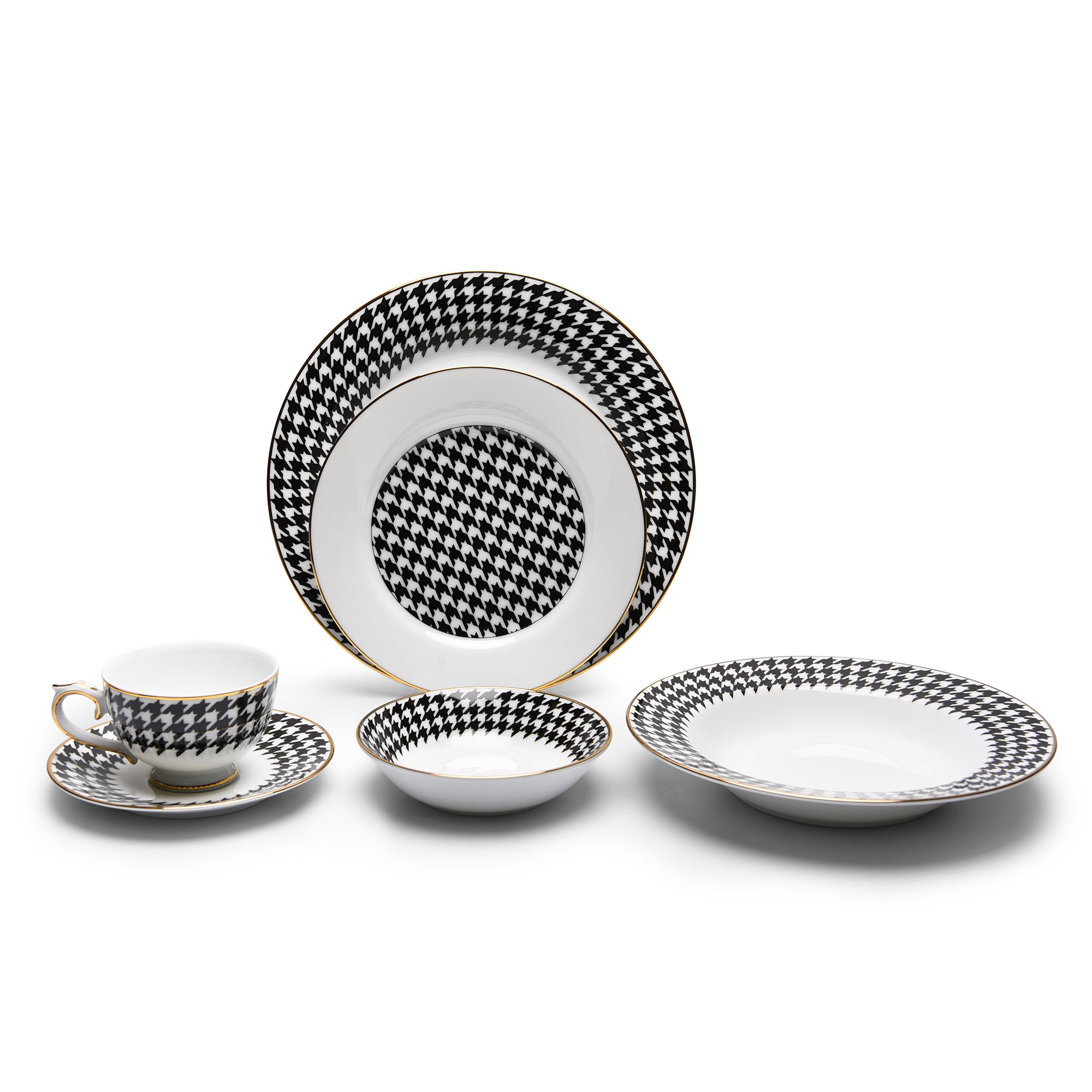 Dankotuwa Gusto Black/Wht 24Pc Dinner Set