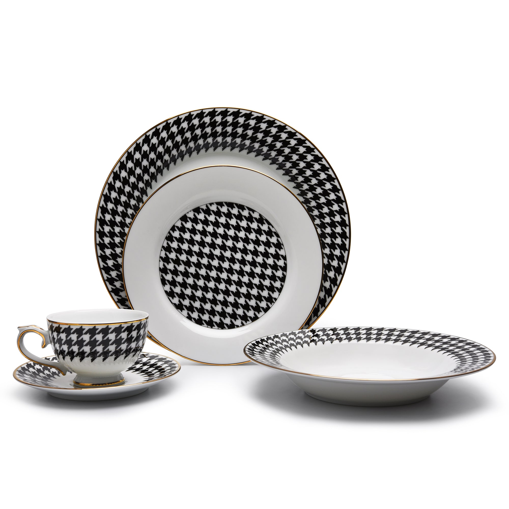 Dankotuwa Gusto Black/Wht 24Pc Dinner Set