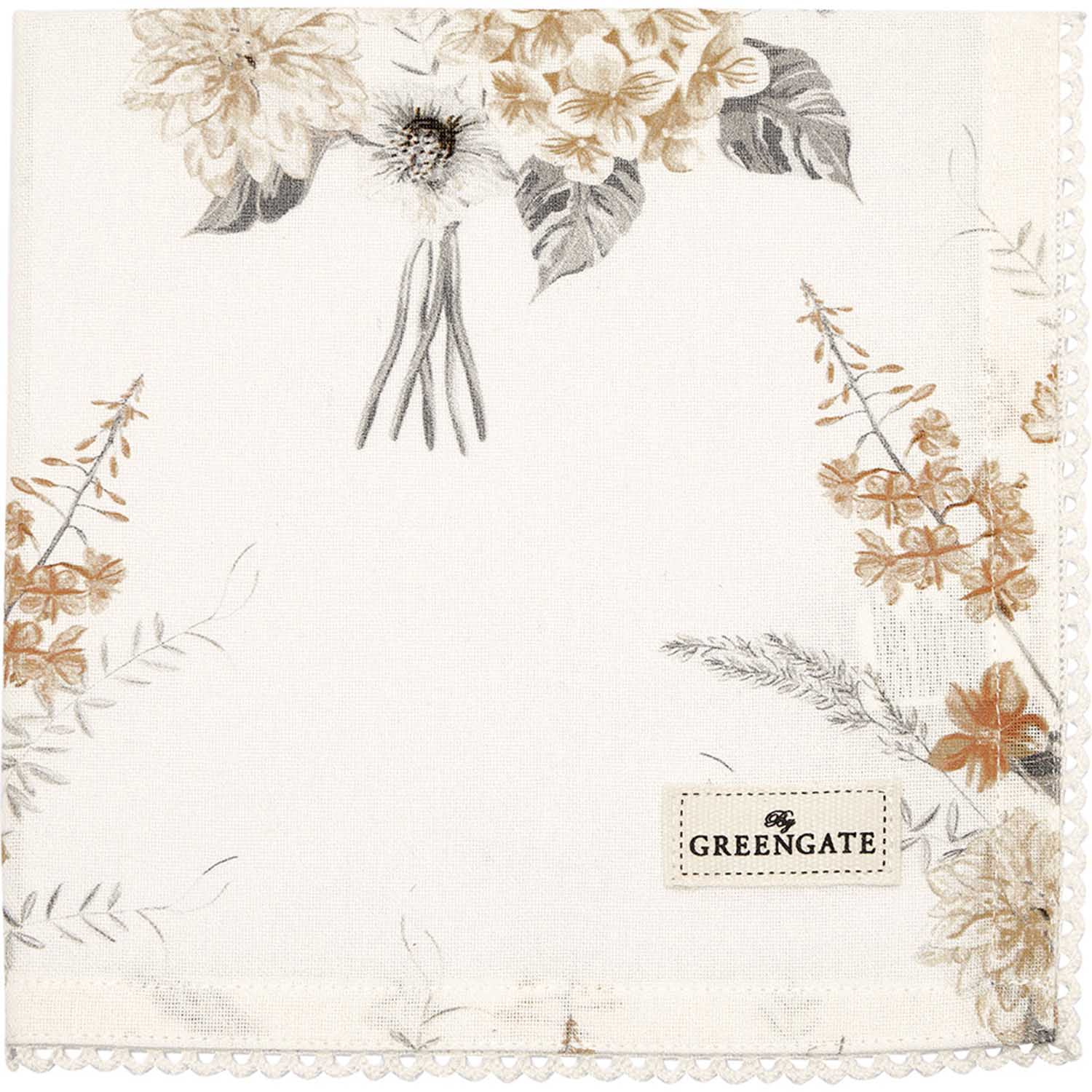 Greengate  Estelle Napkin With Lace Estella White