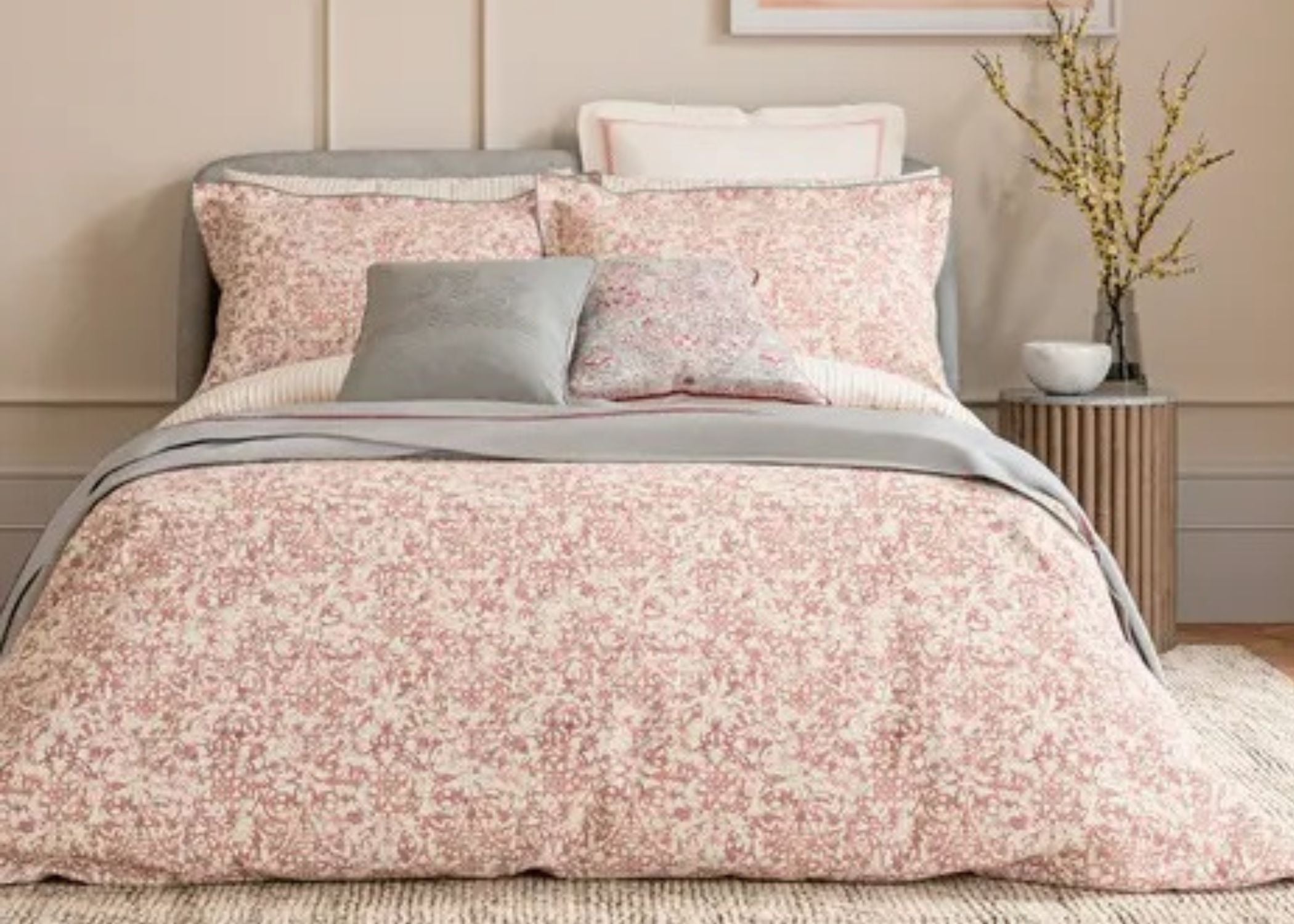 Bedeck of Belfast "Celina" Duvet Cover and Oxford Pillowcase in Coral