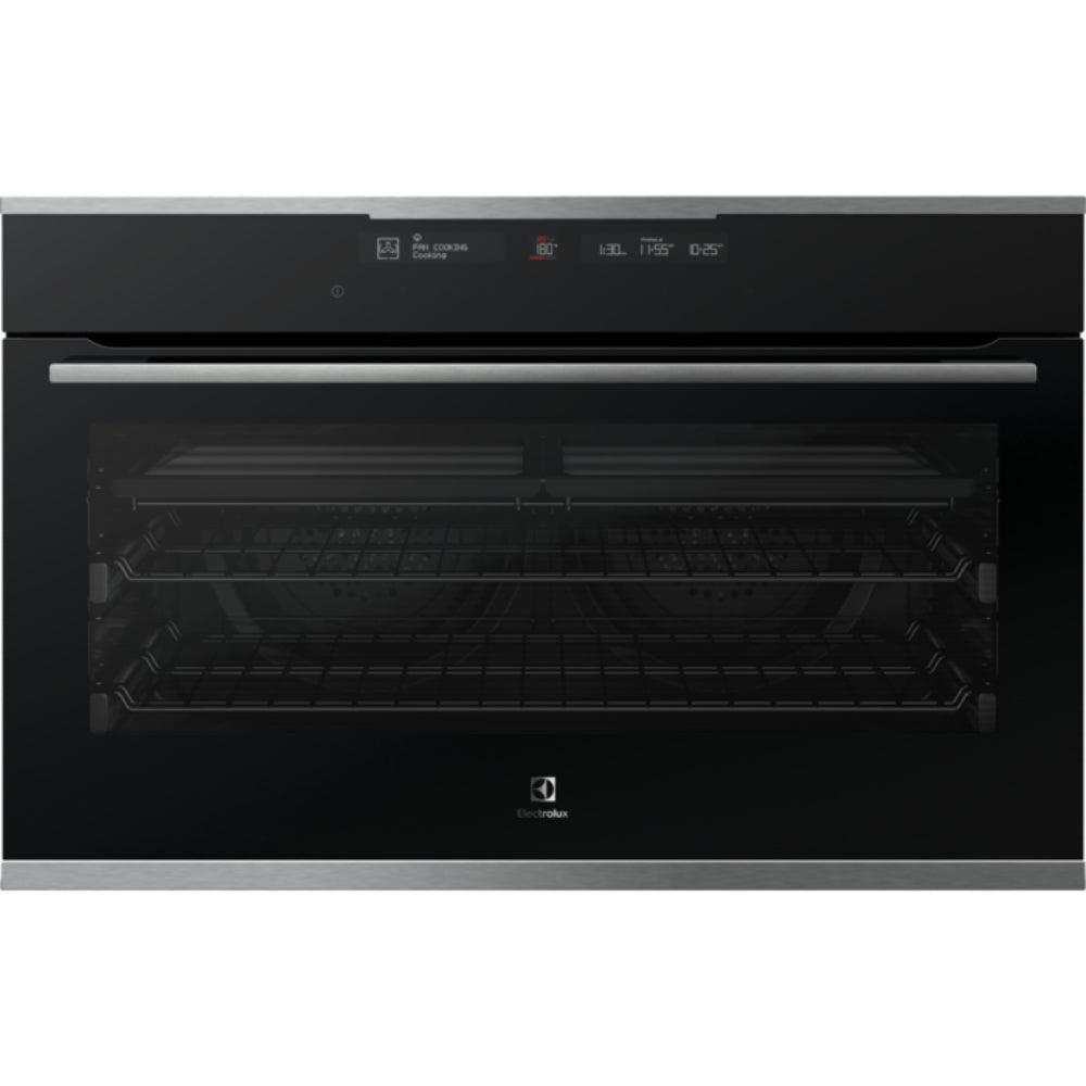 Electrolux 90cm built-in multi-function electric oven with 125L capacity, Black with Stainless steel accents