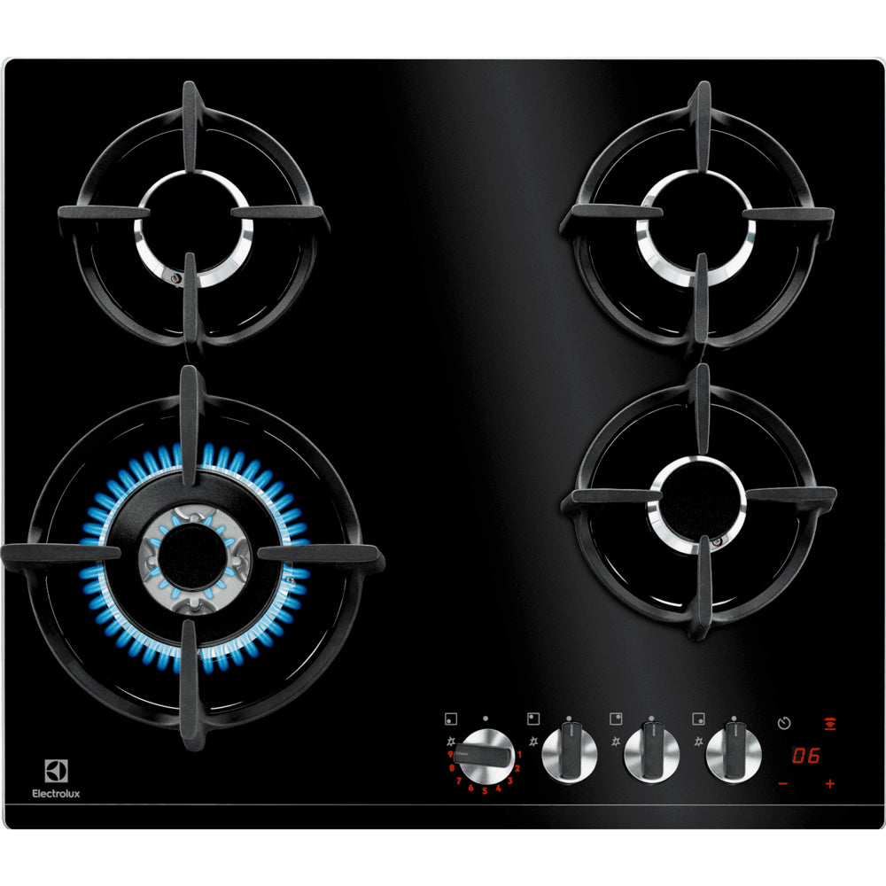 Electrolux 60cm Built-In Gas Hob with 4 burners, wireless Hob2Hood, Glass finish, Black