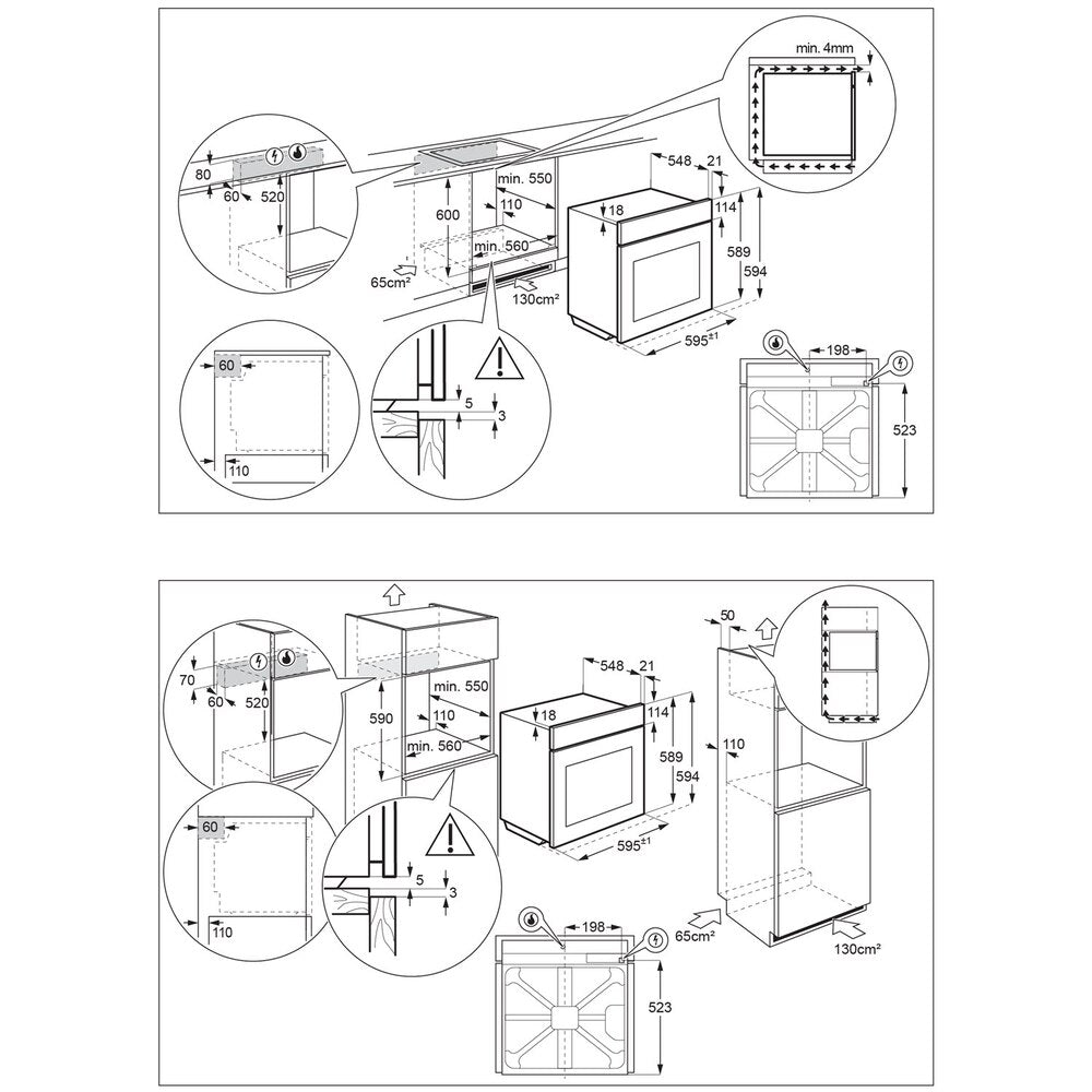 Electrolux Built-In Single Gas Oven with 68L Large Capacity and Rotisserie Turnspit 60cm