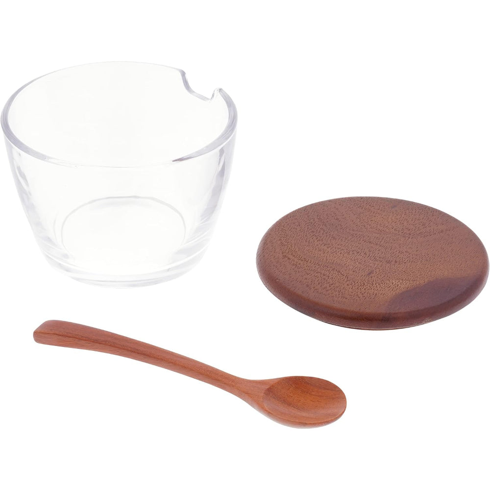 Billi 3 Condiment Set W/ Wood Tray Lid & Spoon