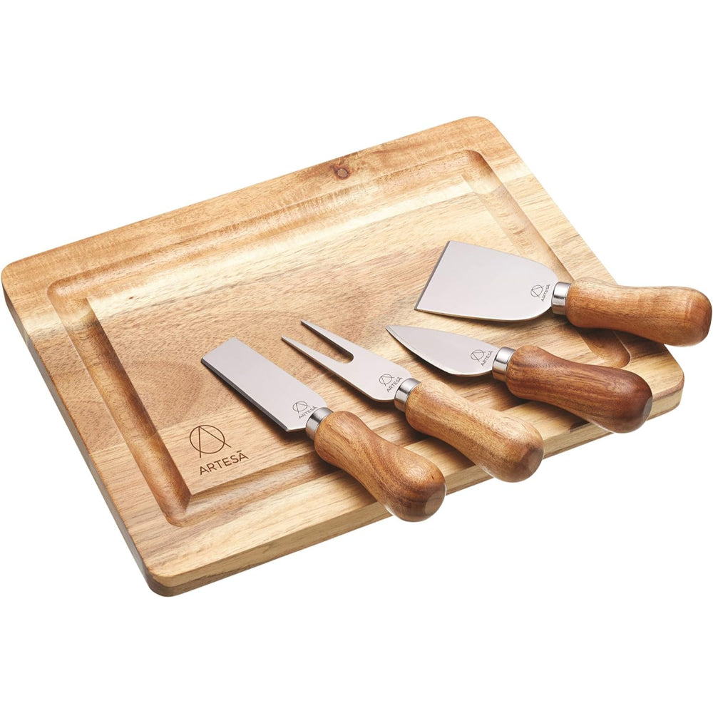 ART CHEESE BOARD SERVING SET ACACIA WOOD