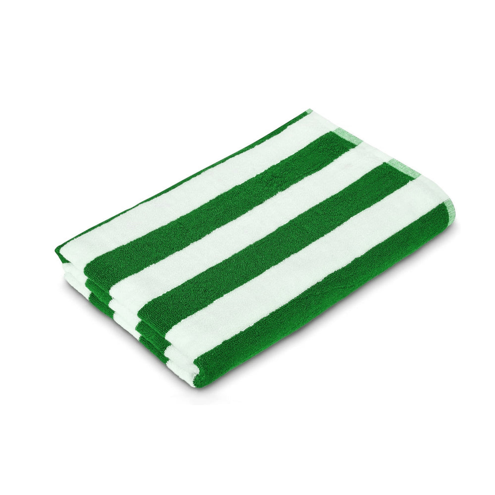 Cotton Home Striped Pool Towel 100% Cotton Green