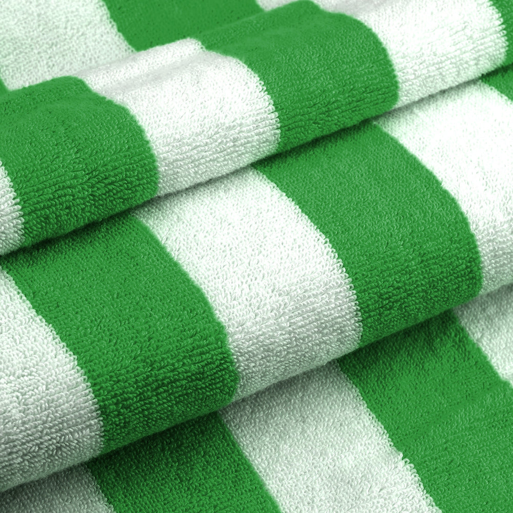 Cotton Home Striped Pool Towel 100% Cotton Green