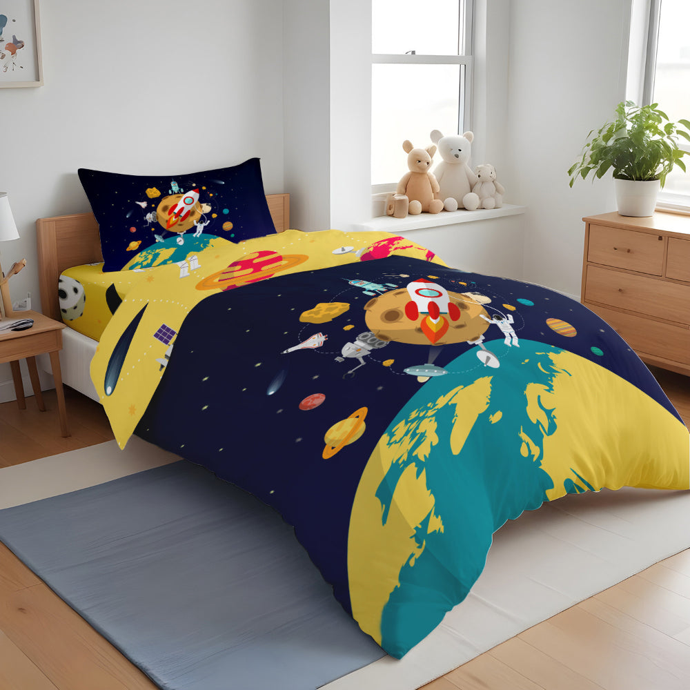 Cotton Home Kids 3-piece Duvet Cover Set Space