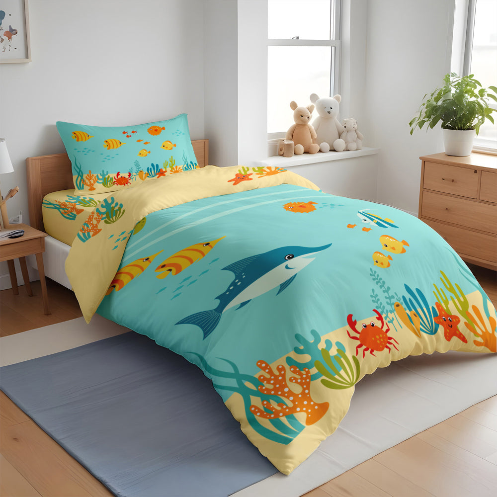 Cotton Home Kids 3-piece Duvet Cover Set Aqua