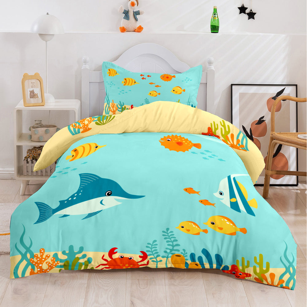 Cotton Home Kids 3-piece Duvet Cover Set Aqua