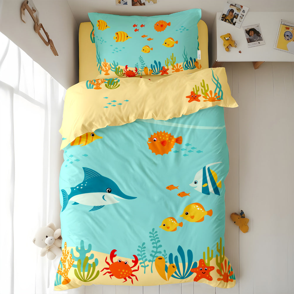 Cotton Home Kids 3-piece Duvet Cover Set Aqua