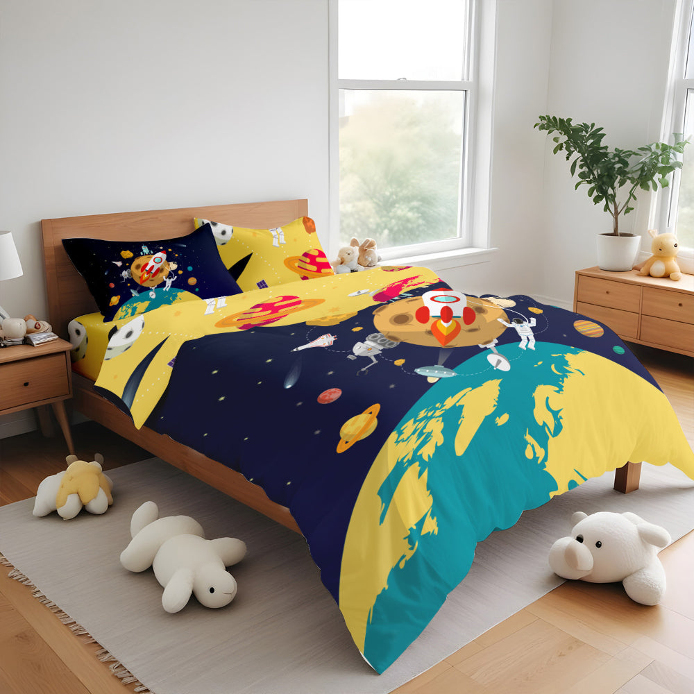 Cotton Home Kids 4-piece Duvet Cover Set Space