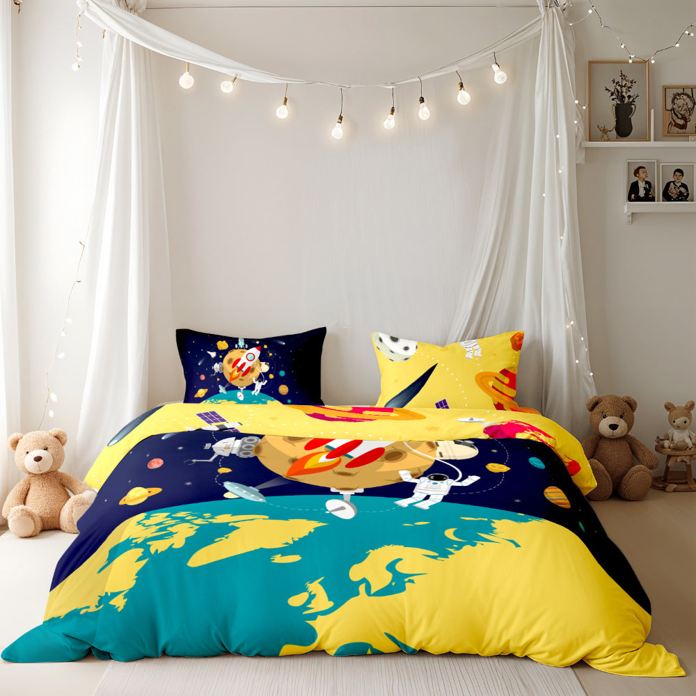 Cotton Home Kids 4-piece Duvet Cover Set Space