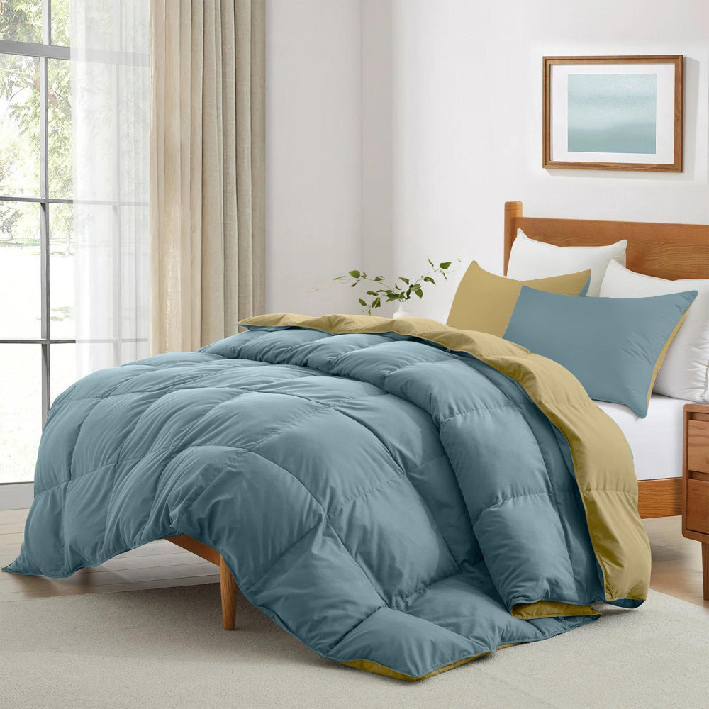 Cotton Home Adult 3-piece Set Reversible Comforter Metallic Blue