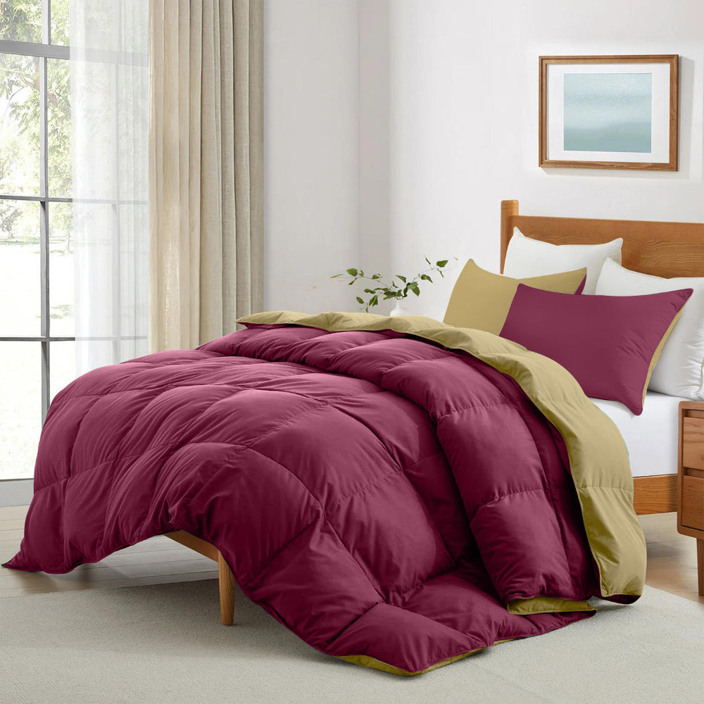 Cotton Home Adult 3-piece Set Reversible Comforter Dark Bordo