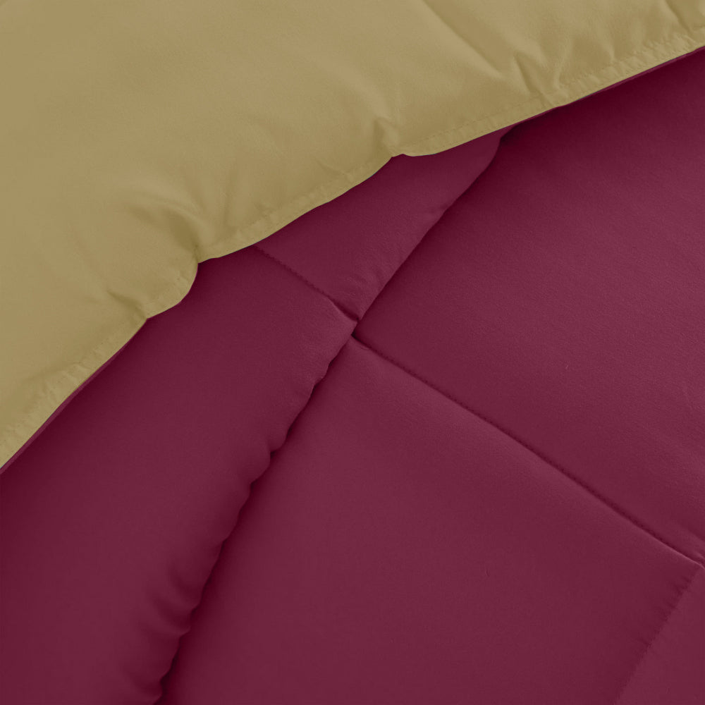 Cotton Home Adult 3-piece Set Reversible Comforter Dark Bordo