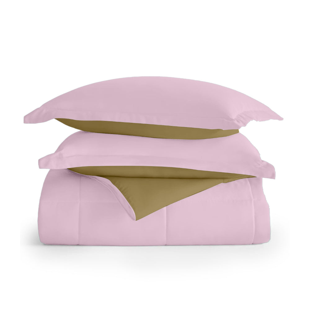 Cotton Home Adult 3-piece Set Reversible Comforter Pink