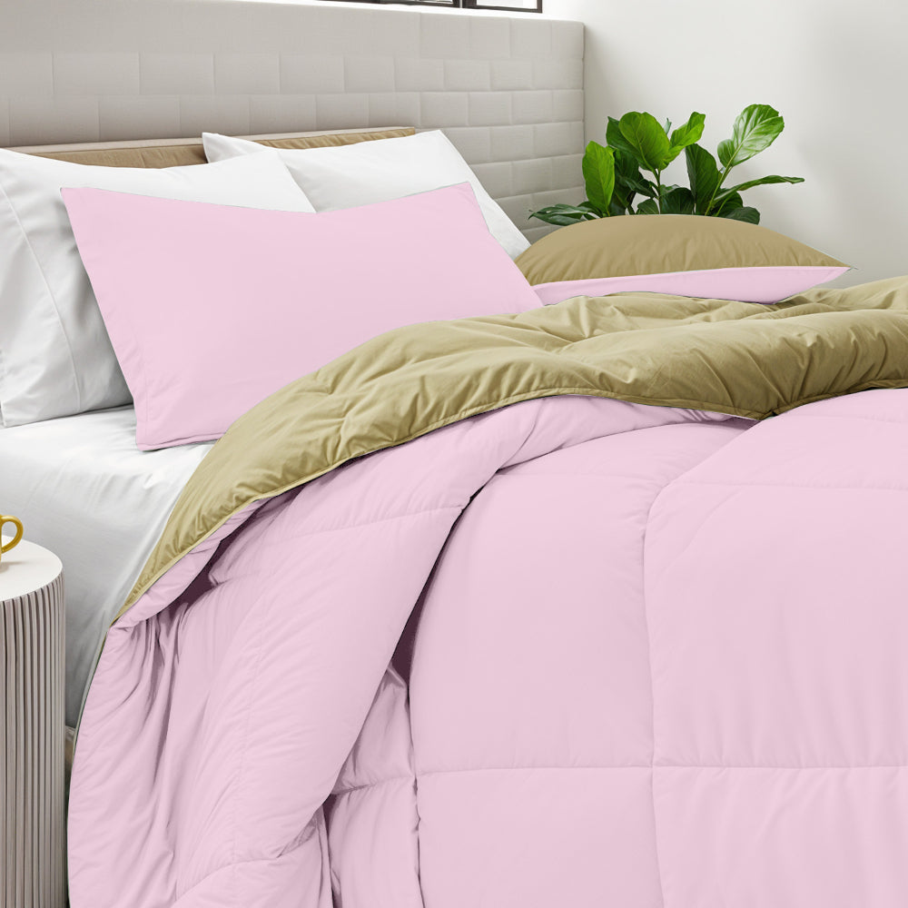 Cotton Home Adult 3-piece Set Reversible Comforter Pink