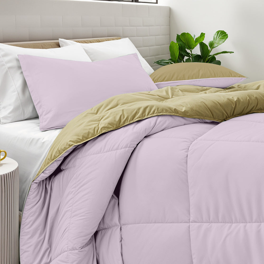 Cotton Home Adult 3-piece Set Reversible Comforter LightPurple