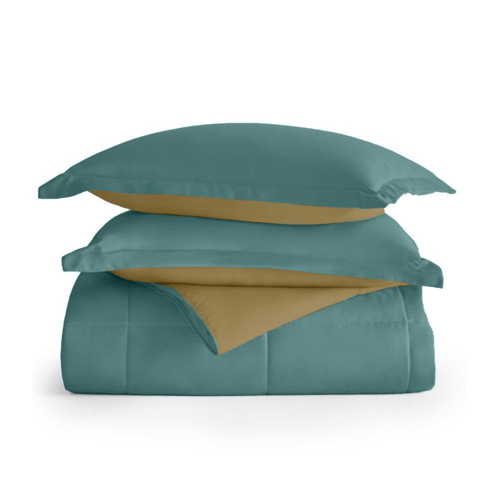 Cotton Home Adult 3-piece Set Reversible Comforter Teal