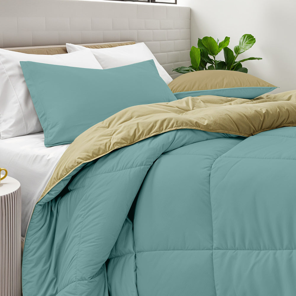 Cotton Home Adult 3-piece Set Reversible Comforter Teal