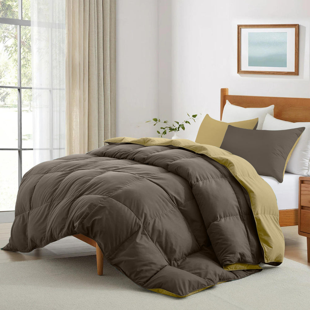 Cotton Home Adult 3-piece Set Reversible Comforter Chocolate Brown