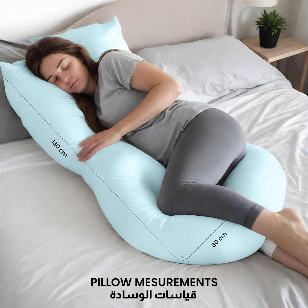 Cotton Home Pregnancy Pillow Blue