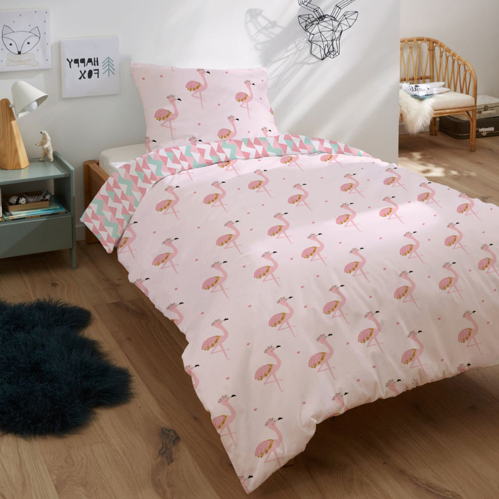 Cotton Home 100% Cotton 2-piece Printed Comforter Set Flamingo