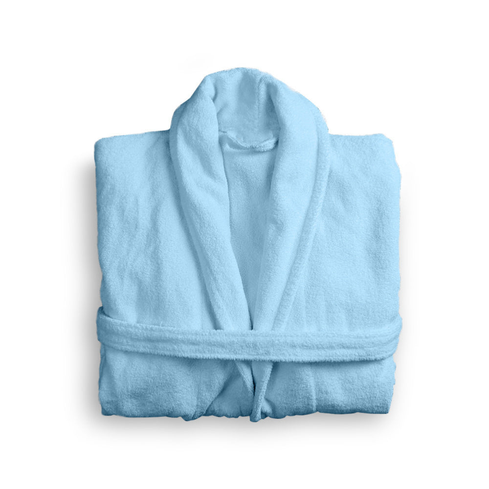 Cotton Home Bathrobe with Pockets Terry Sky Blue