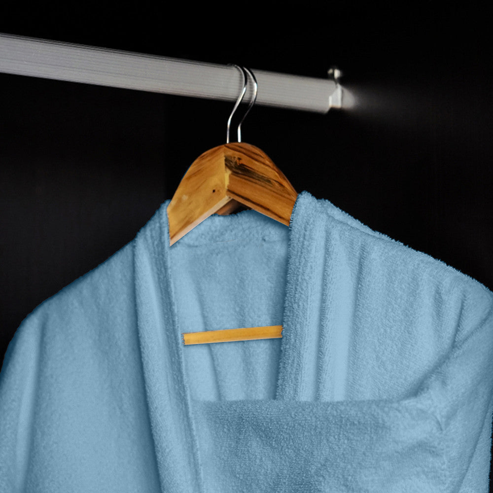 Cotton Home Bathrobe with Pockets Terry Sky Blue