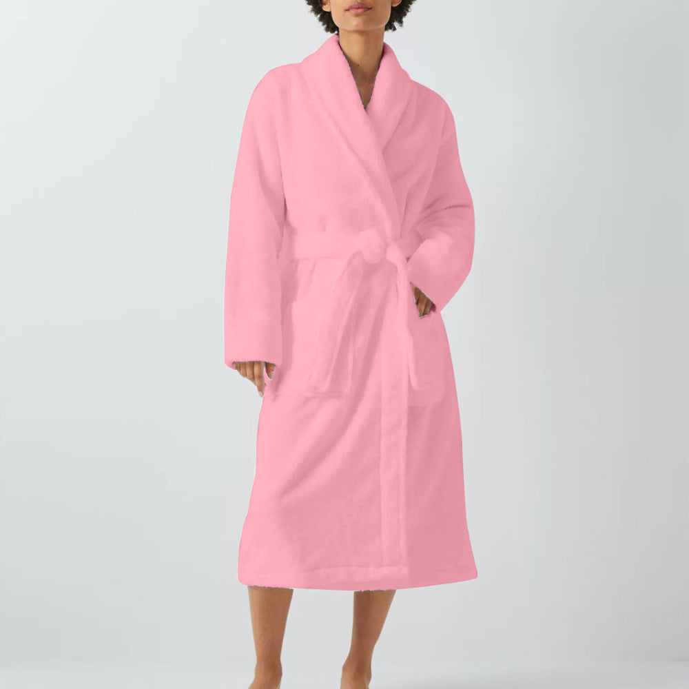 Cotton Home Bathrobe with Pockets Terry Dusty Pink